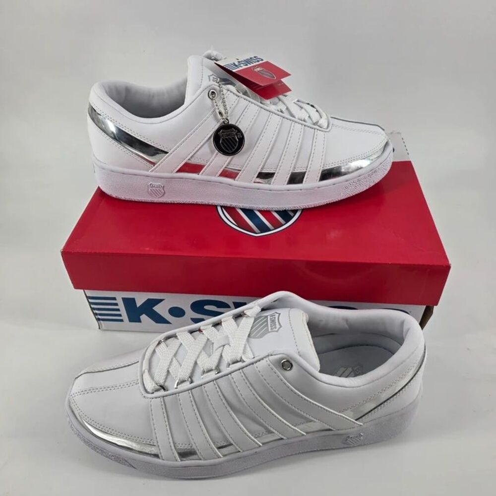 NIB K-Swiss Ramli SE Low White Chrome Metallic Men's Size 12